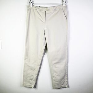 Jones New York Signature Pant Women 14 Beige Stretch Ella Ankle Gold Stud Cotton